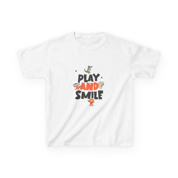 Play and Smile Kids Heavy Cotton Tee - Fun Graphic T-Shirt for Children