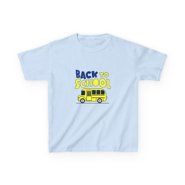 Back to School Kids Heavy Cotton Tee - Fun Yellow School Bus Design