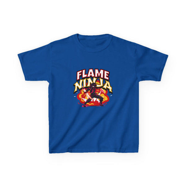 Flame Ninja Kids Heavy Cotton Tee - Fun & Stylish T-Shirt for Young Adventurers