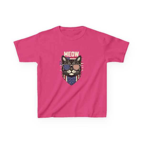 Patriotic Cat Kids Heavy Cotton Tee - Fun Meow Design