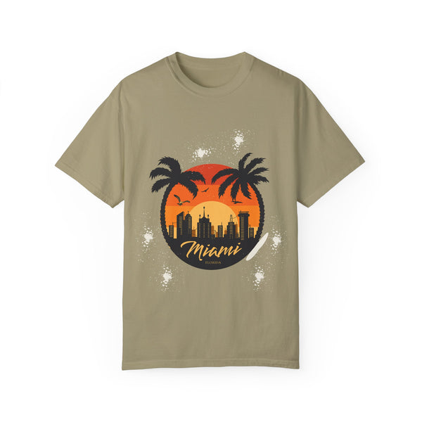 Miami Sunset Unisex Garment-Dyed T-Shirt