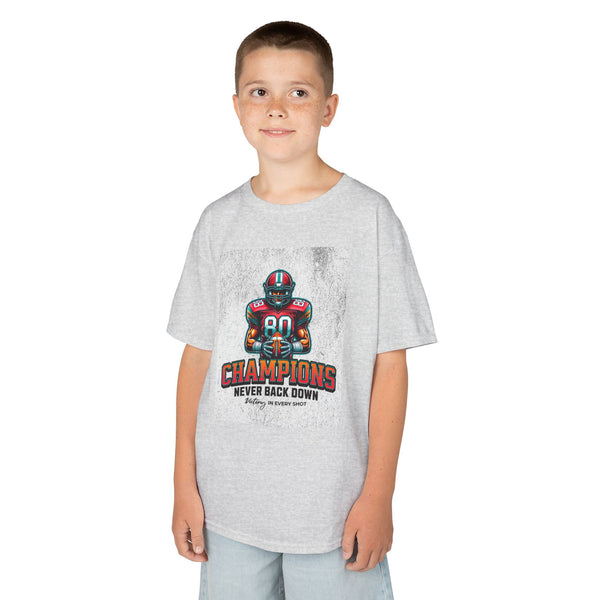 Kids Champion Tee - Never Back Down Football Graphic T-Shirt